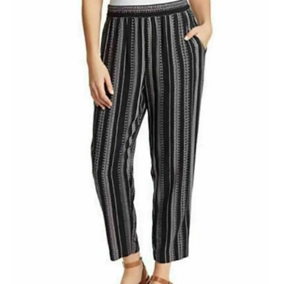 Jessica Simpson Tribal Ankle Pants Sz M Pull On Elastic Waist Pull On Neutral - Picture 1 of 16